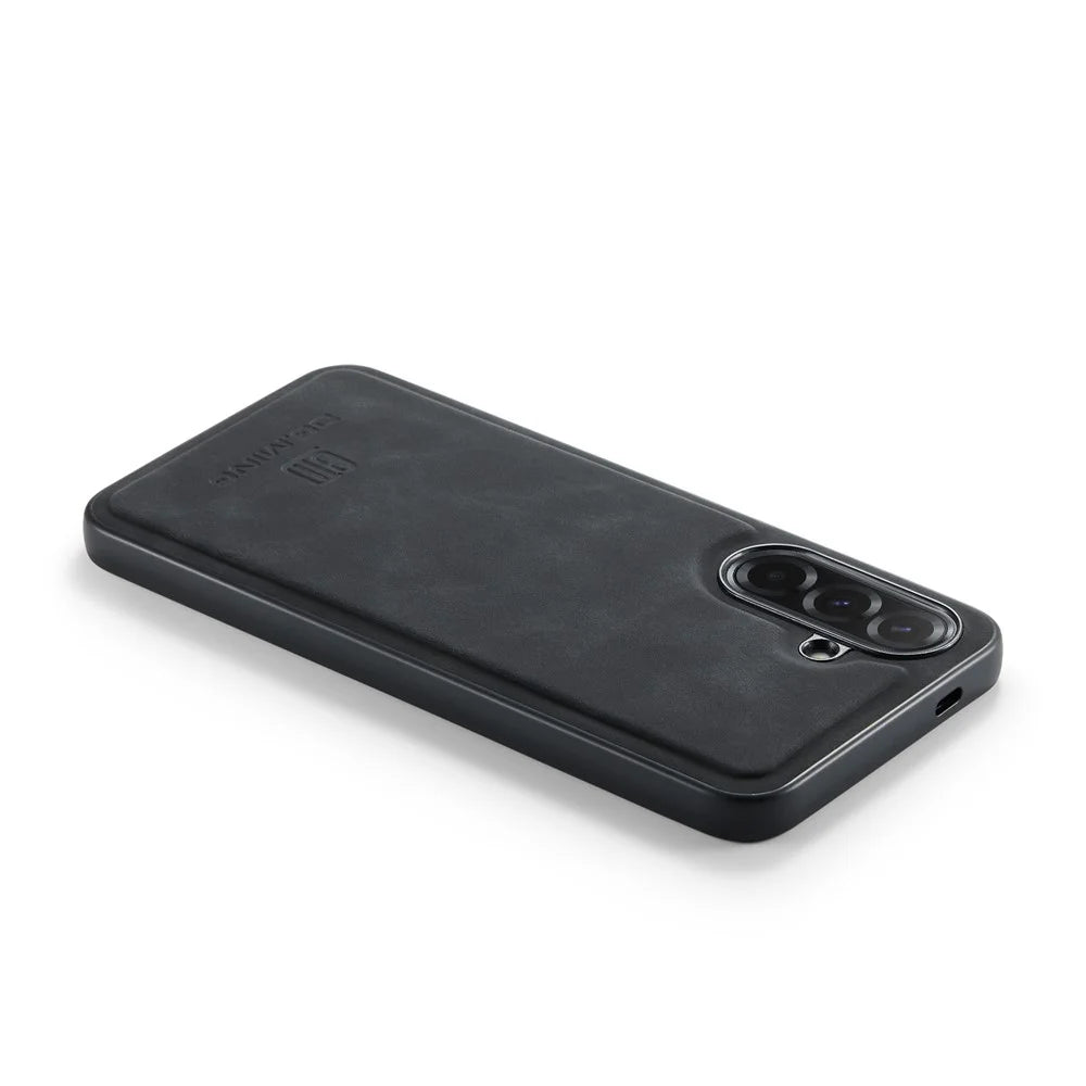 DG.MING For Samsung Galaxy A57 5G Case PU Leather Covered PC + TPU Hybrid Phone Shell - Black - 6