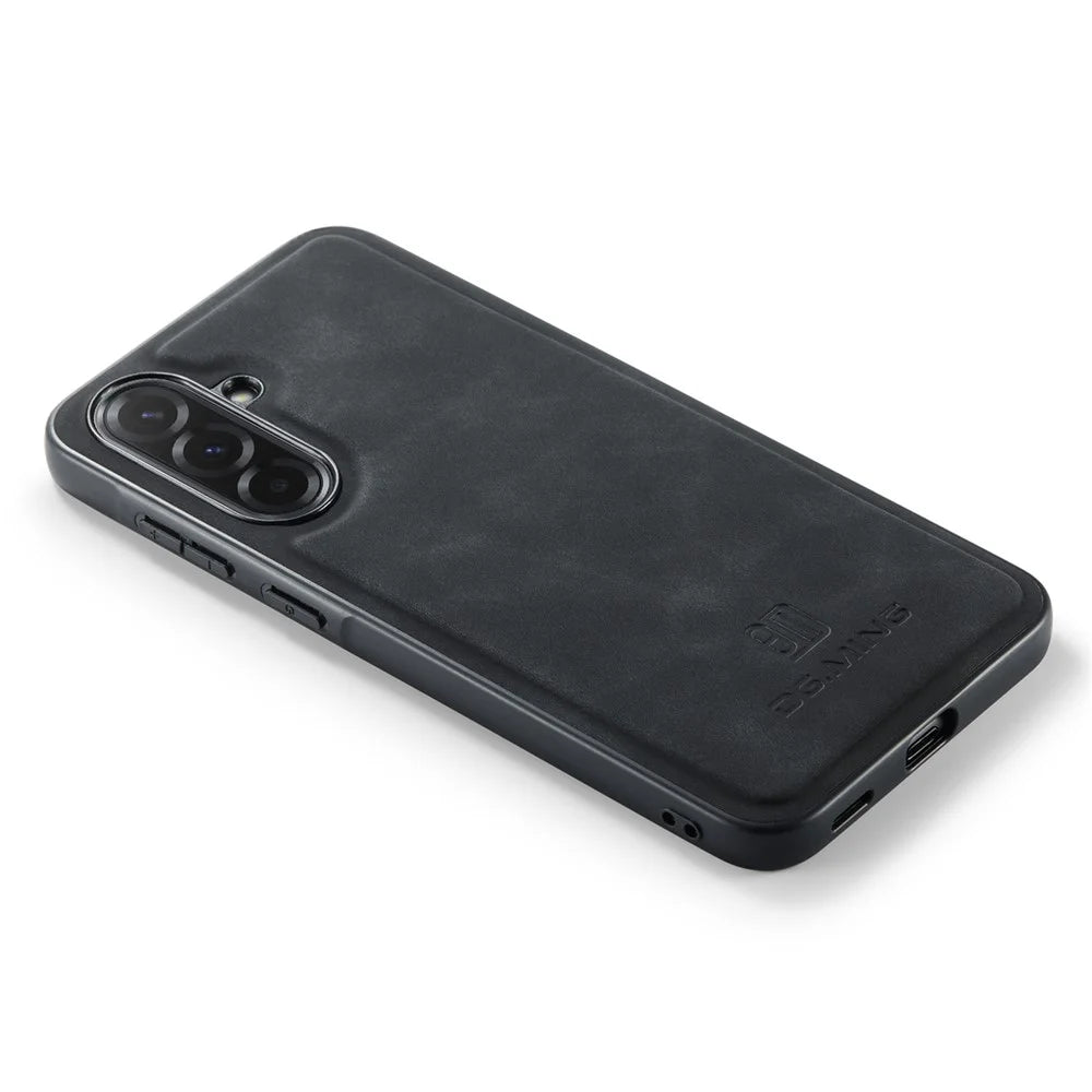 DG.MING For Samsung Galaxy A57 5G Case PU Leather Covered PC + TPU Hybrid Phone Shell - Black - 7