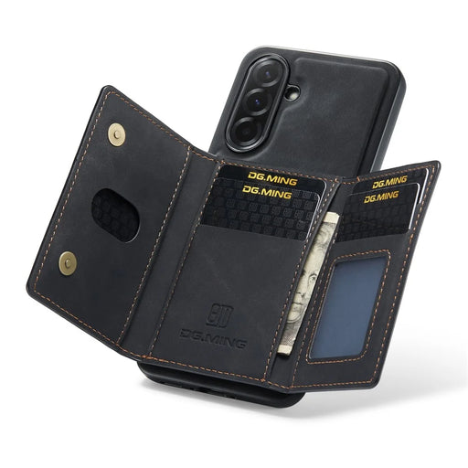 DG.MING M2 Series for Samsung Galaxy A57 5G Magnetic Case PU + PC + TPU Phone Cover Detachable Wallet Kickstand - Black - 2