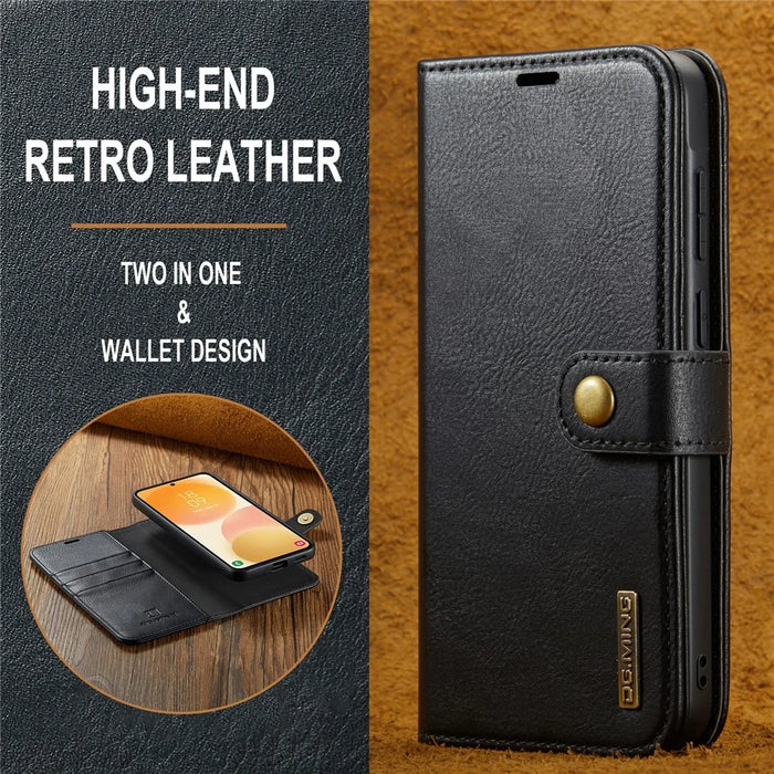 DG.MING for Samsung Galaxy A57 5G Leather Wallet Case Detachable 2 in 1 Split Leather Phone Cover - Black - 7