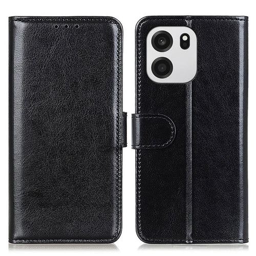 For OnePlus Nord CE6 5G / Nord 6 5G / Turbo 6V 5G / Turbo 6 5G Case Crazy Horse Texture PU Leather Phone Stand Cover - Black - 1