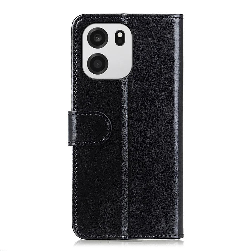 For OnePlus Nord CE6 5G / Nord 6 5G / Turbo 6V 5G / Turbo 6 5G Case Crazy Horse Texture PU Leather Phone Stand Cover - Black - 6