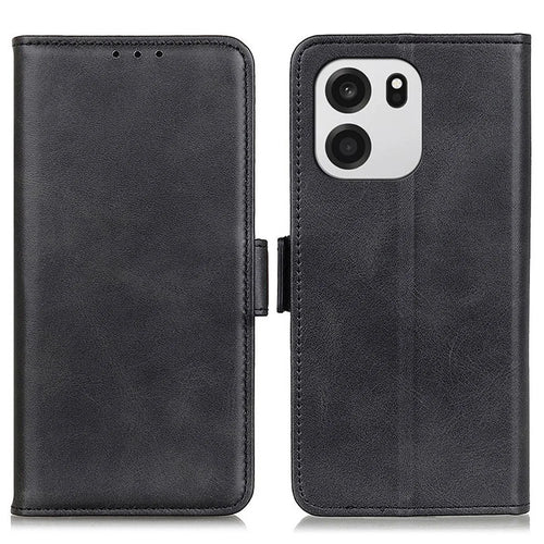 For OnePlus Nord CE6 5G / Nord 6 5G / Turbo 6V 5G / Turbo 6 5G Case Stand Cowhide Texture PU Leather Phone Cover - Black - 1