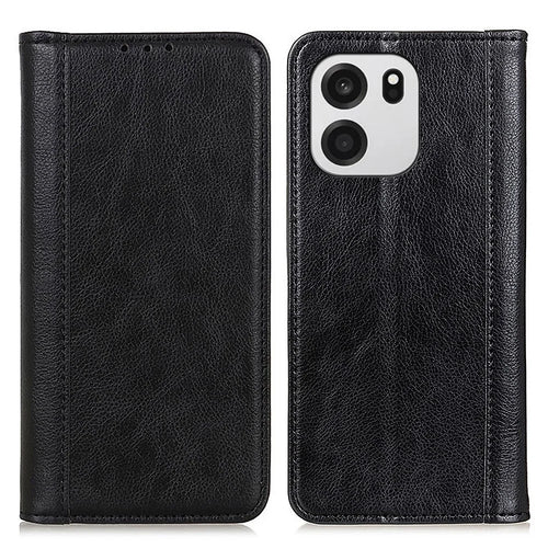 For OnePlus Nord CE6 5G / Nord 6 5G / Turbo 6V 5G / Turbo 6 5G Stand Case Split Leather Litchi Texture Wallet Phone Cover - Black - 1