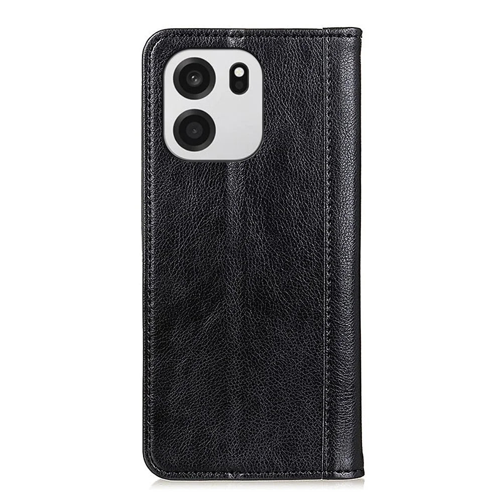 For OnePlus Nord CE6 5G / Nord 6 5G / Turbo 6V 5G / Turbo 6 5G Stand Case Split Leather Litchi Texture Wallet Phone Cover - Black - 7
