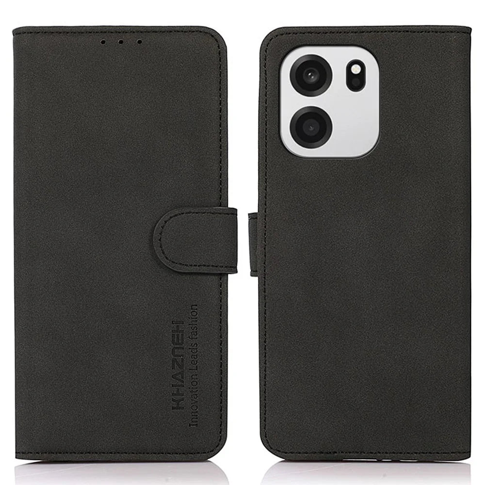 KHAZNEH For OnePlus Nord CE6 5G / Nord 6 5G / Turbo 6V 5G / Turbo 6 5G Case Anti Scratch PU Leather Wallet Stand Phone Cover - Black - 1