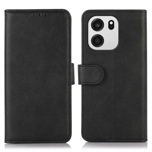 For OnePlus Nord CE6 5G / Nord 6 5G / Turbo 6V 5G / Turbo 6 5G Case Cowhide Texture Leather Wallet Phone Cover with Stand - Black - 1