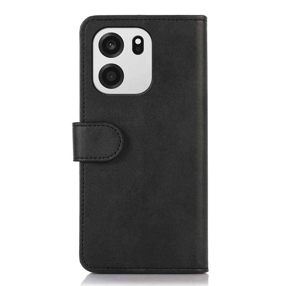 For OnePlus Nord CE6 5G / Nord 6 5G / Turbo 6V 5G / Turbo 6 5G Case Cowhide Texture Leather Wallet Phone Cover with Stand - Black - 7