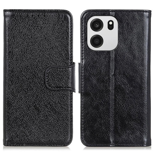 For OnePlus Nord CE6 5G / Nord 6 5G / Turbo 6V 5G / Turbo 6 5G Case Nappa Texture Split Leather Wallet Phone Cover - Black - 1