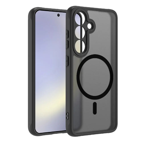 For Samsung Galaxy S26 Magnetic Case Skin-Touch PC + TPU Matte Back Cover - Black - 1