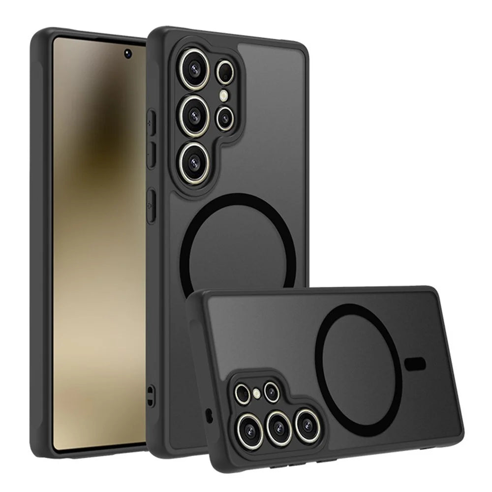 For Samsung Galaxy S26 Ultra Magnetic Case Skin-Touch PC + TPU Matte Back Cover - Black - 5