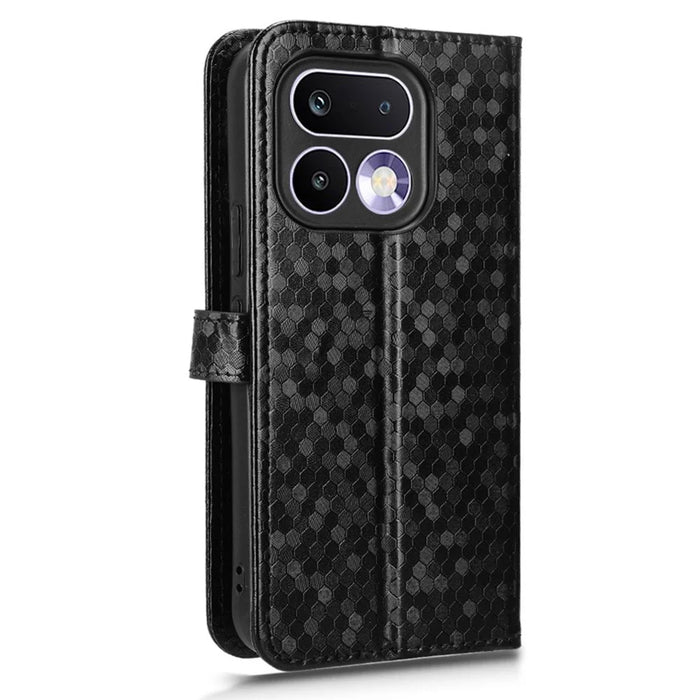 For Realme 16 Pro 5G Wallet Case Dot Pattern Imprint PU Leather Phone Cover with Wrist Strap - Black - 6