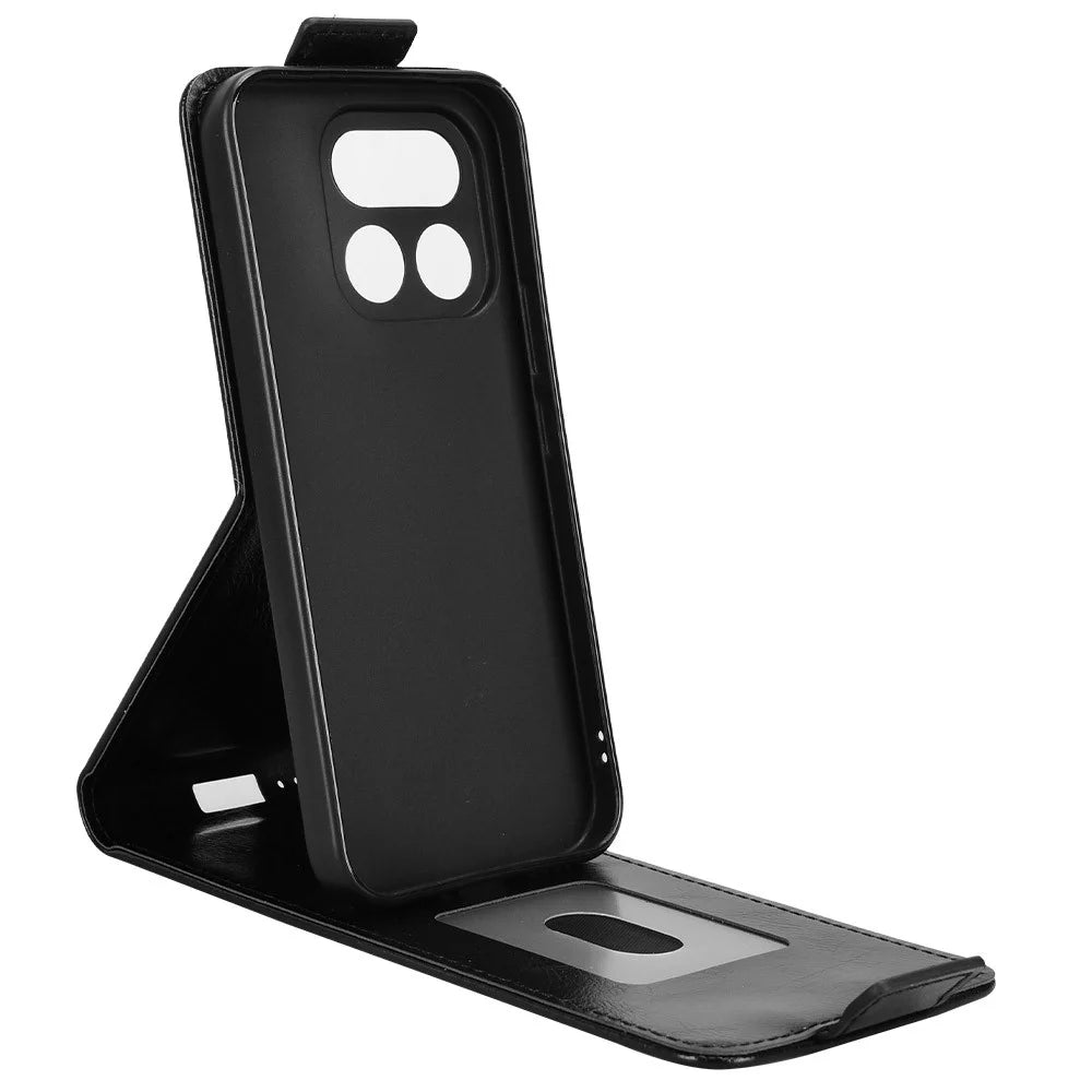 For Realme 16 Pro+ 5G Stand Case Magnetic Clasp Vertical Flip Leather Phone Cover with Card Holder - Black - 2