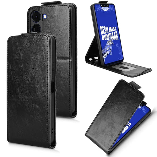 For TECNO Spark Go 3 Stand Case Magnetic Clasp Vertical Flip Leather Phone Cover with Card Holder - Black - 1