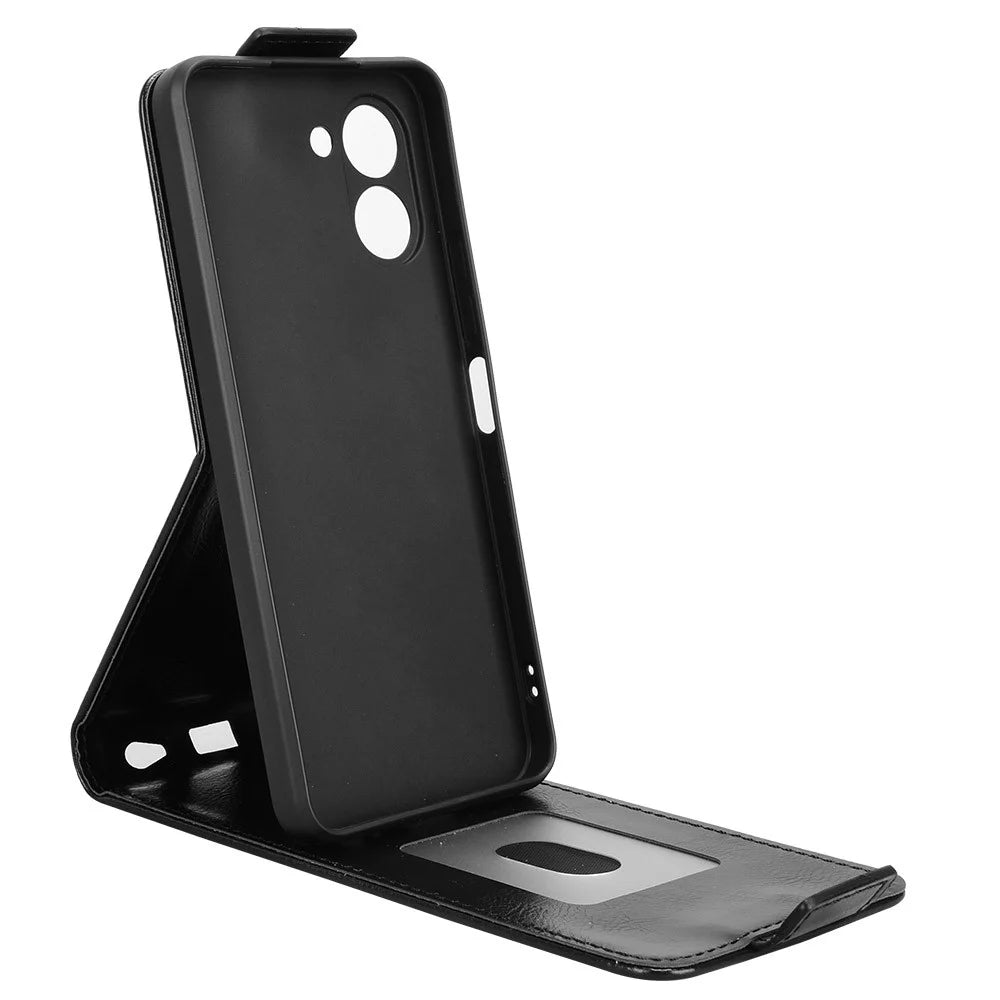 For TECNO Spark Go 3 Stand Case Magnetic Clasp Vertical Flip Leather Phone Cover with Card Holder - Black - 2