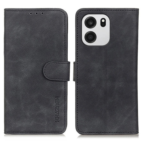 KHAZNEH For OnePlus Nord CE6 5G / Turbo 6V 5G / Turbo 6 5G  Case PU Leather Retro Texture Phone Cover - Black - 1