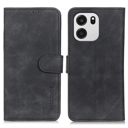 KHAZNEH For OnePlus Nord CE6 5G / Turbo 6V 5G / Turbo 6 5G  Case PU Leather Retro Texture Phone Cover - Black - 1