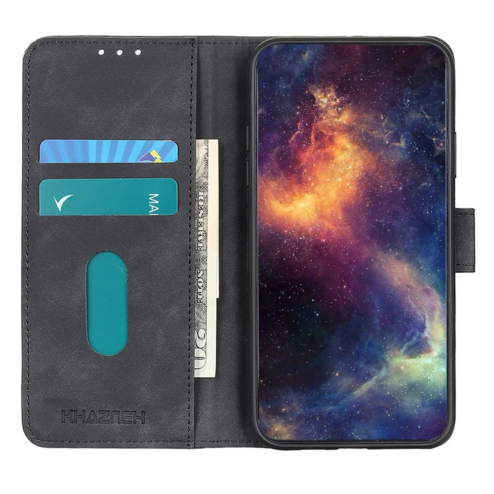 KHAZNEH For OnePlus Nord CE6 5G / Turbo 6V 5G / Turbo 6 5G  Case PU Leather Retro Texture Phone Cover - Black - 3