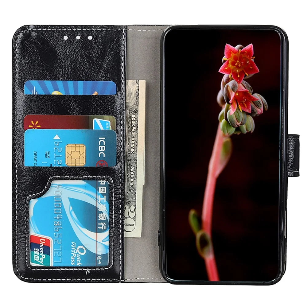 For OnePlus Nord CE6 5G / Turbo 6V 5G / Turbo 6 5G  Case Wallet Leather Phone Cover Crazy Horse Texture - Black - 2