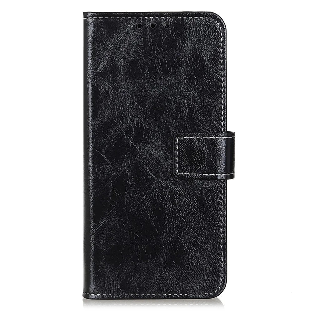 For OnePlus Nord CE6 5G / Turbo 6V 5G / Turbo 6 5G  Case Wallet Leather Phone Cover Crazy Horse Texture - Black - 7