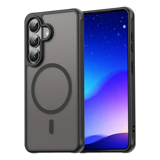 WANLONFENG For Samsung Galaxy S26+ Magnetic Case  FD Series PC TPU Skin Touch Anti-drop Large Lens Phone Back Cover with Tempered Glass - Black - 2