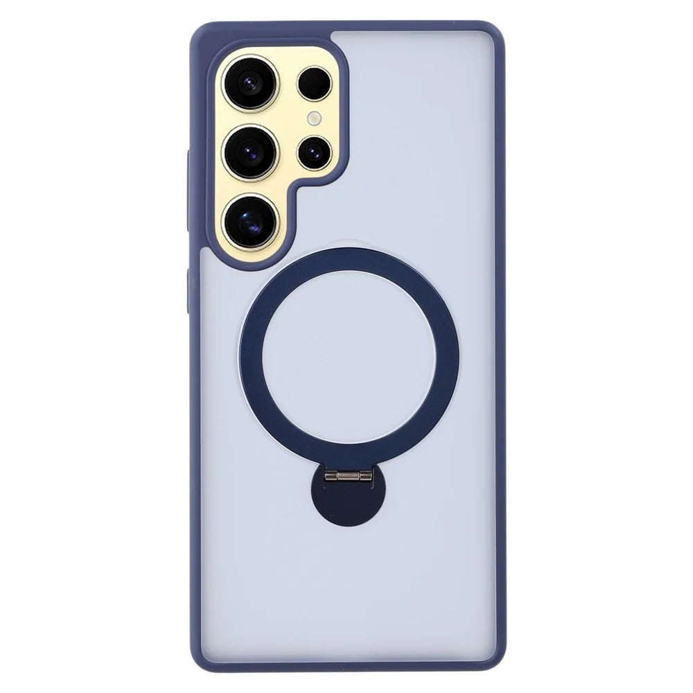 For Samsung Galaxy S26 Ultra Magnetic Case Rotary Ring Kickstand TPU + PC Phone Cover - Blue - 1