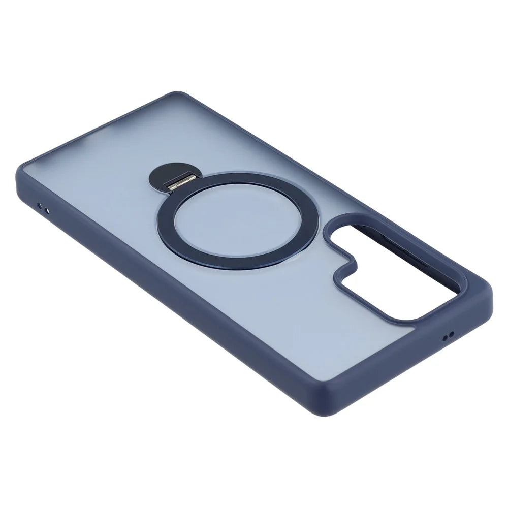 For Samsung Galaxy S26 Ultra Magnetic Case Rotary Ring Kickstand TPU + PC Phone Cover - Blue - 5