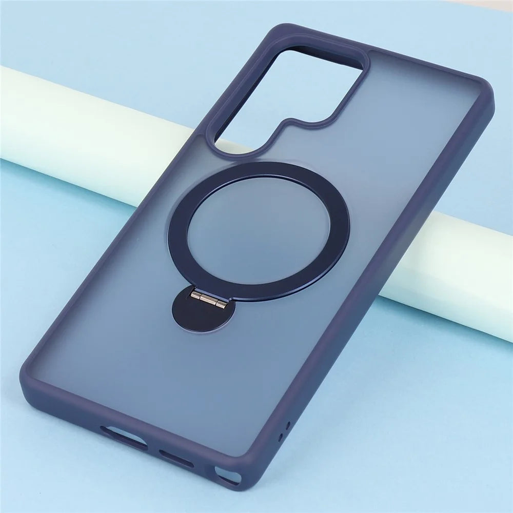 For Samsung Galaxy S26 Ultra Magnetic Case Rotary Ring Kickstand TPU + PC Phone Cover - Blue - 6