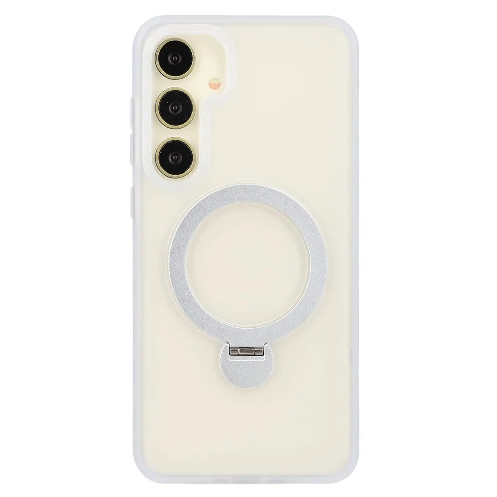 For Samsung Galaxy S26+ Magnetic Case Rotary Ring Kickstand TPU + PC Phone Cover - White - 4