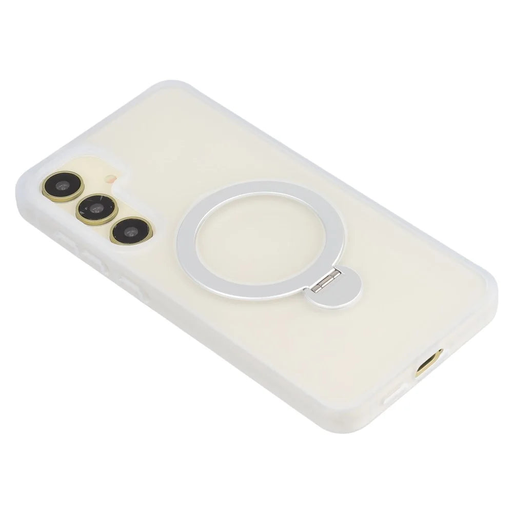 For Samsung Galaxy S26 Magnetic Case Rotary Ring Kickstand TPU + PC Phone Cover - White - 6