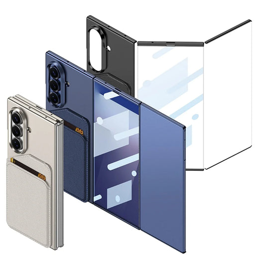 GKK For Samsung Galaxy Z TriFold 5G Case with HD Front Tempered Glass Film Magnetic Card Holder Ultra Thin PC Phone Cover - Dark Blue - 2
