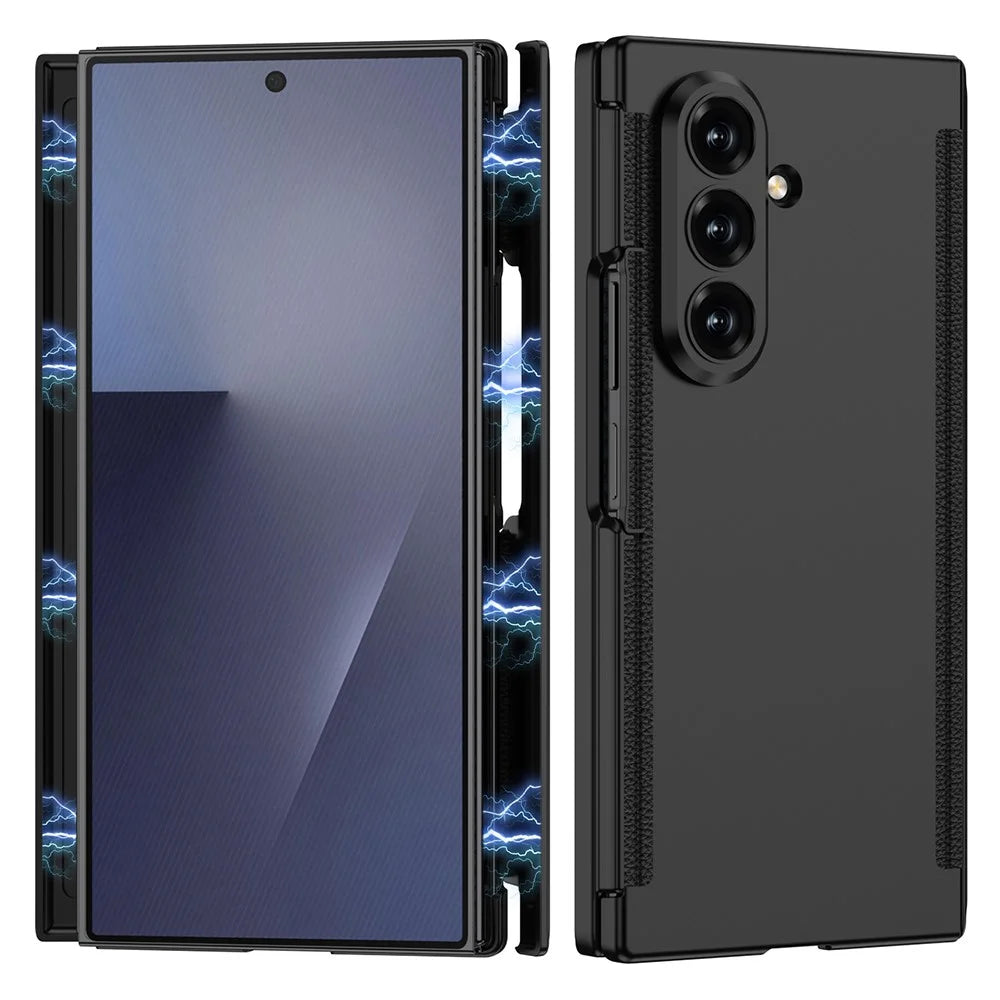 GKK For Samsung Galaxy Z TriFold 5G Case with Tempered Glass Front Screen Film Dual Magnetic Hinge Hard PC Foldable Phone Cover - Black - 1