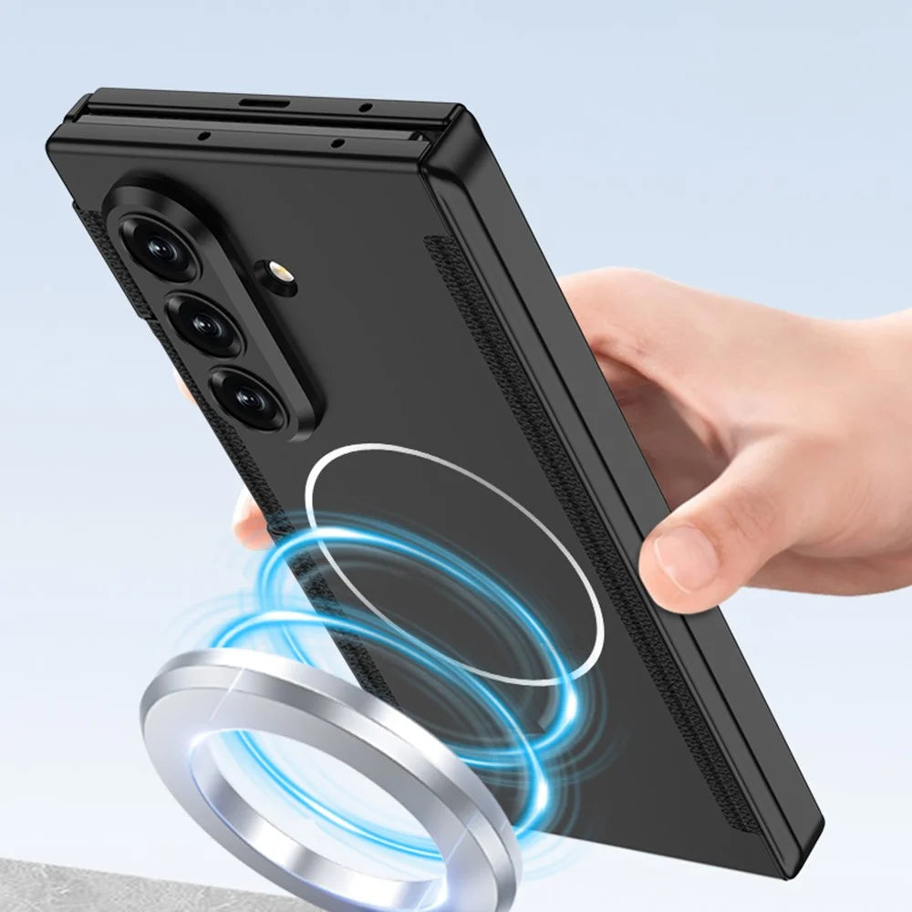 GKK For Samsung Galaxy Z TriFold 5G Magnetic Case with Tempered Glass Front Screen Film Dual Magnetic Hinge Hard PC Phone Cover - Black - 2