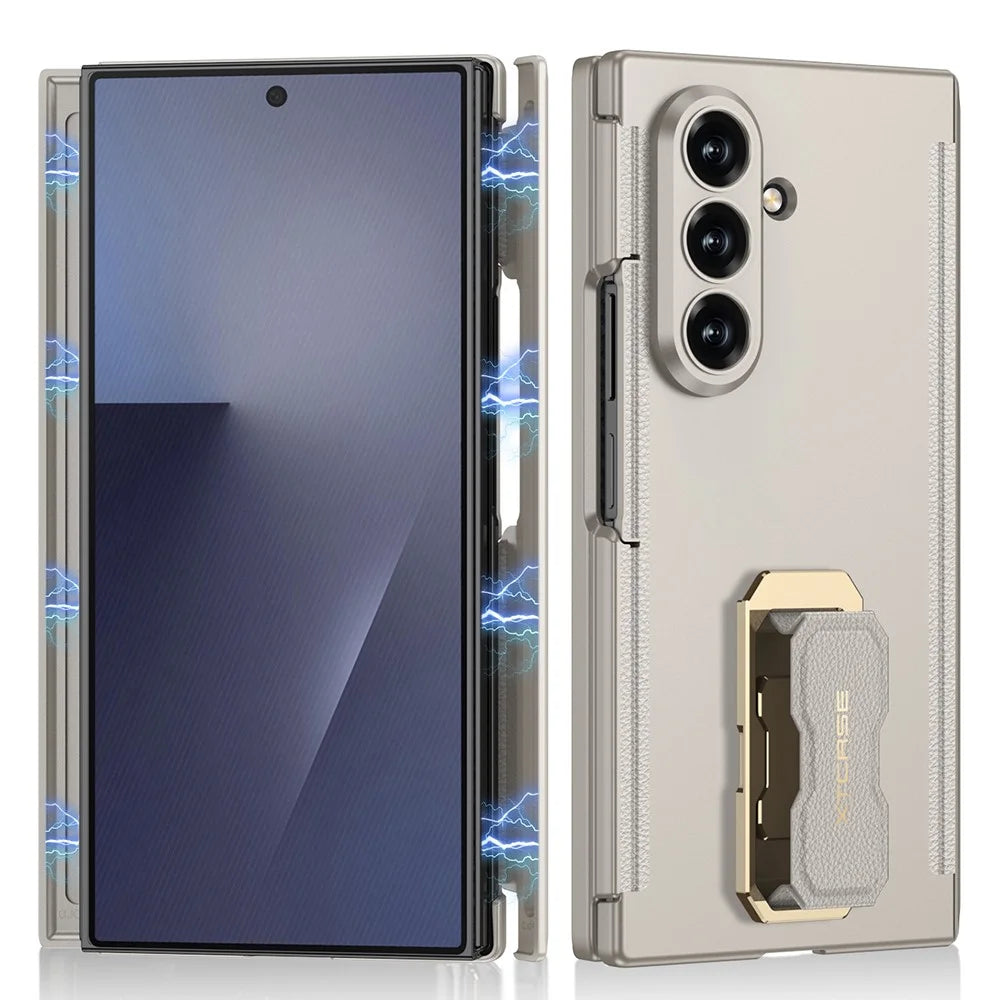 GKK For Samsung Galaxy Z TriFold 5G Case with Tempered Glass Front Screen Film Magnetic Wrist Strap Kickstand Hard PC Phone Cover - Titanium Grey - 1