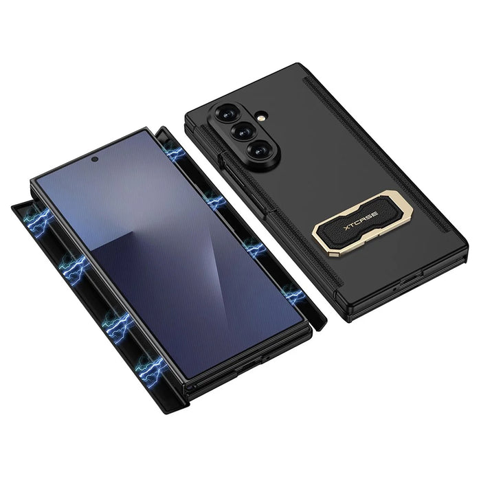 GKK For Samsung Galaxy Z TriFold 5G Case with Tempered Glass Front Screen Film Magnetic Wrist Strap Kickstand Hard PC Phone Cover - Titanium Grey - 2