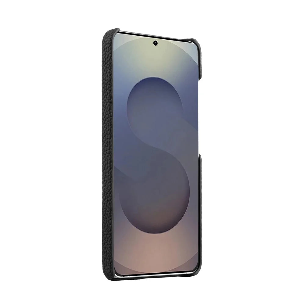 MELKCO For Samsung Galaxy S26 Ultra Case Genuine Cow Leather PC Phone Cover Magnetic Case - Black - 3