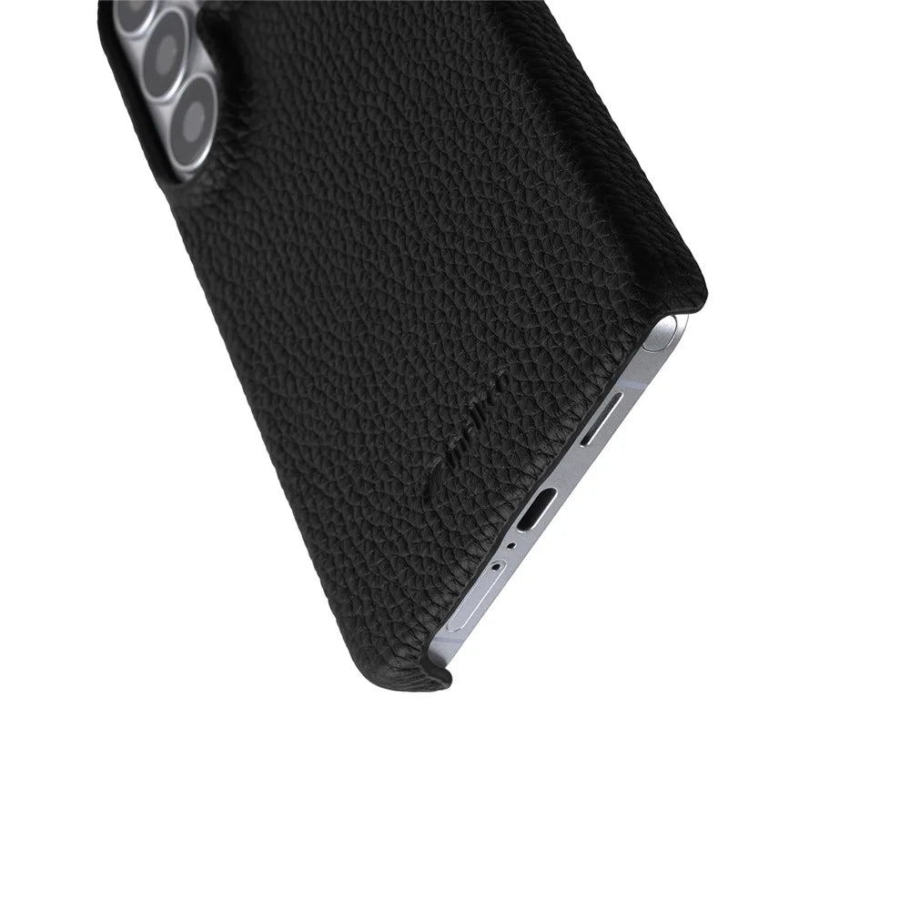 MELKCO For Samsung Galaxy S26 Ultra Case Genuine Cow Leather PC Phone Cover Magnetic Case - Black - 5
