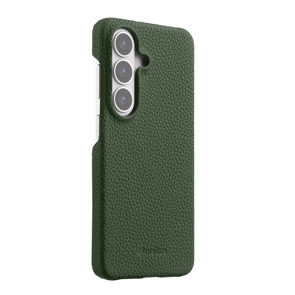 MELKCO For Samsung Galaxy S26+ Case Genuine Cow Leather PC Phone Cover Magnetic Case - Dark Green - 2