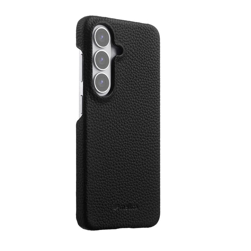 MELKCO For Samsung Galaxy S26 Case Genuine Cow Leather PC Phone Cover Magnetic Case - Black - 2