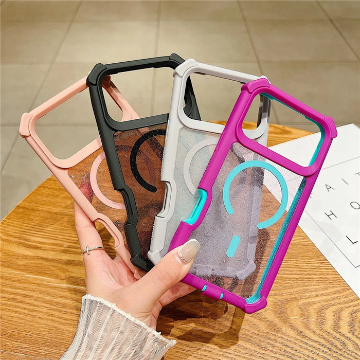 For iPhone 17 Pro Magnetic Case Detachable 2 in 1 Glitter TPU + PC Shockproof Phone Back Cover Compatible with MagSafe - Black - 3
