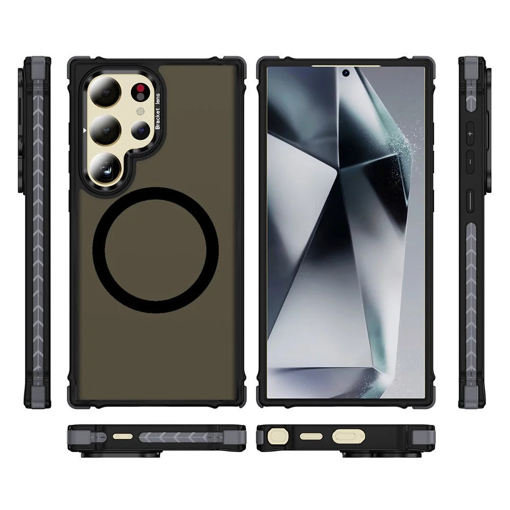 For Samsung Galaxy S26 Ultra Case with Lens Kickstand Matte Phone Back Cover Magnetic Case - Black - 2