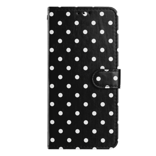 For iPhone 14 Pro Leather Case Polka Dot Pattern Wallet Stand Folio Phone Cover - Black - 2