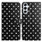 For Samsung Galaxy A25 5G (Global) (161mm) Leather Case Polka Dot Pattern Wallet Stand Folio Phone Cover - Black - 1