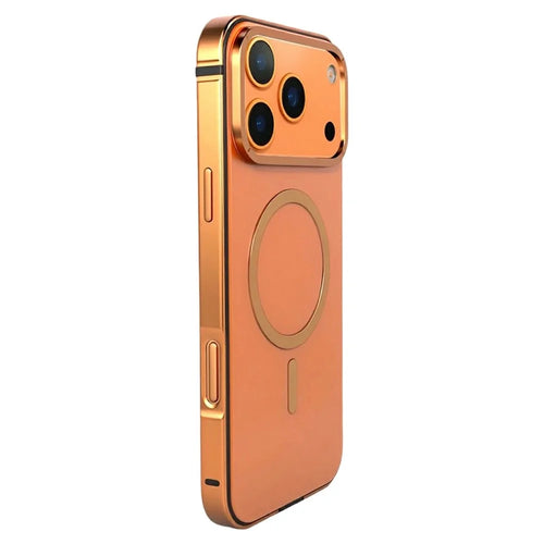 For iPhone 17 Pro Max Aluminum Alloy Magnetic Case Compatible with MagSafe Shockproof Phone Cover - Orange - 1