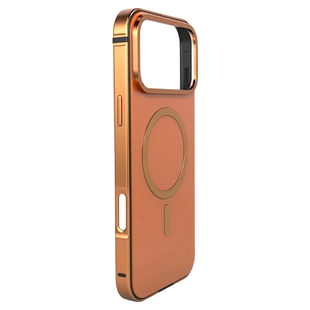 For iPhone 17 Pro Max Aluminum Alloy Magnetic Case Compatible with MagSafe Shockproof Phone Cover - Orange - 2