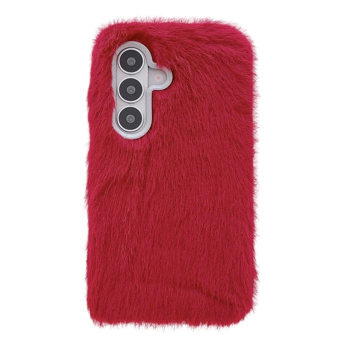 For Samsung Galaxy S26+ Phone Case Soft Plush Fuzzy Fur TPU Protective Cover - Red - 1