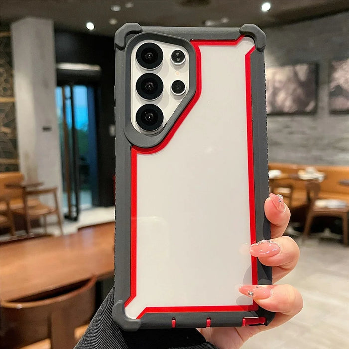 For Samsung Galaxy S26 Ultra Case Clear Detachable 2 in 1 Shockproof TPU + PC Phone Back Cover - Black  /  Red - 3