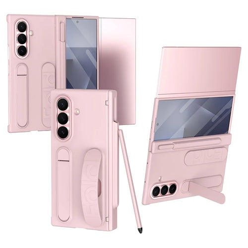 For Samsung Galaxy Z TriFold 5G Case Kickstand Wristband Hard PC Phone Cover with Pen Slot / Stylus - Pink - 1