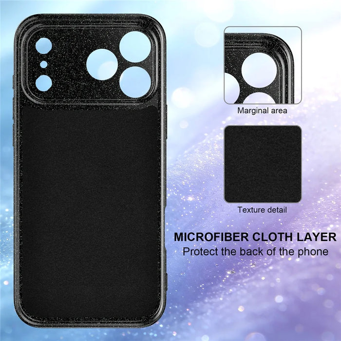 For iPhone 17 Pro Max Case Compatible with MagSafe Glitter TPU Shockproof Phone Cover with Wrist Strap - Black - 5
