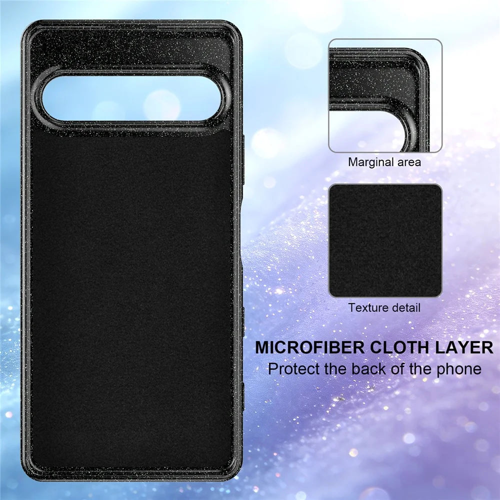 For Sony Xperia 10 VII Magnetic Case Glitter TPU Shockproof Phone Cover with Lanyard Compatible with MagSafe - Black - 5